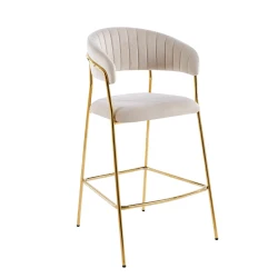 Hoker krzesło barowe GLAM H3-FX velvet beżowy (Riviera 06) / złoty stelaż 