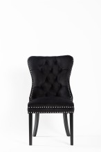 Krzesło tapicerowane z kołatką K9-FX czarny velvet / nogi czarne