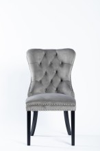 Krzesło tapicerowane z kołatką i ćwiekami K9-FX szary velvet / nogi czarne