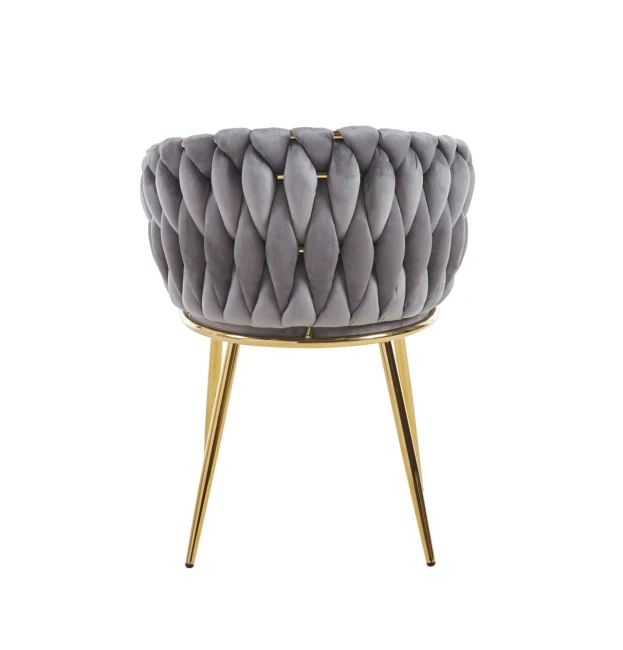 KRZESŁO PLECIONE  K7-FX ROSE GOLD NA ZŁOTEJ NODZE SZARY POPIELATY VELVET FURNITEX.jpg