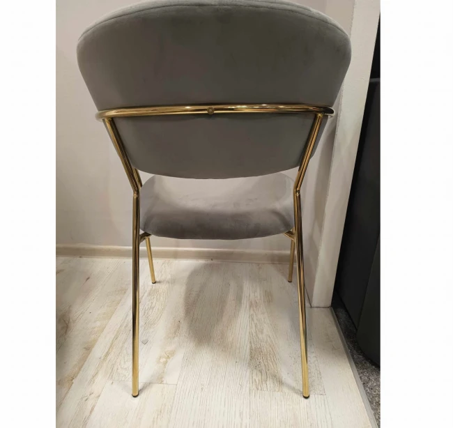 Krzesło tapicerowane K4-FX GLAM velvet szare / złote nogi Furnitex