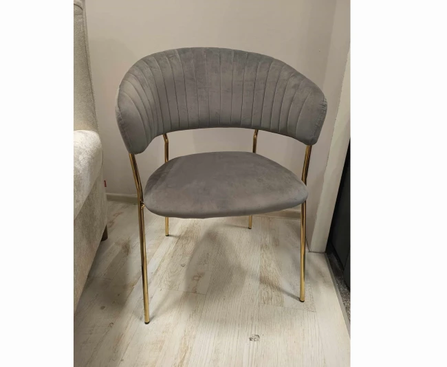 Krzesło tapicerowane glamour K4-FX GLAM velvet szare / złote nogi