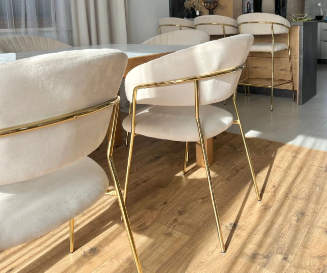 Krzesło glamour K4-FX velvet beżowy / złoty stelaż