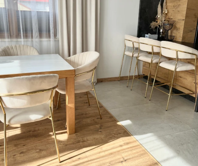 Hoker krzesło barowe glamour H3-FX velvet beżowy / złoty stelaż