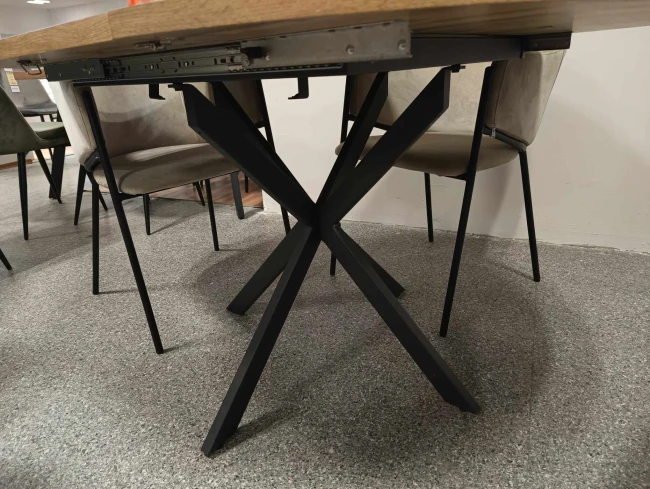 STÓŁ OKRĄGŁY ROZKŁADANY GASTON DĄB ARTISAN/CZARNY 100(135)X100