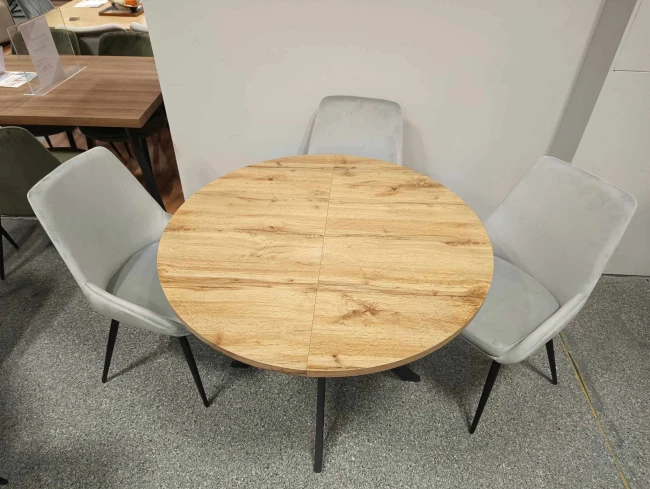 STÓŁ OKRĄGŁY ROZKŁADANY GASTON DĄB ARTISAN/CZARNY 100(135)X100