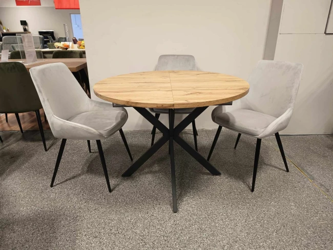 STÓŁ OKRĄGŁY ROZKŁADANY GASTON DĄB ARTISAN/CZARNY 100(135)X100