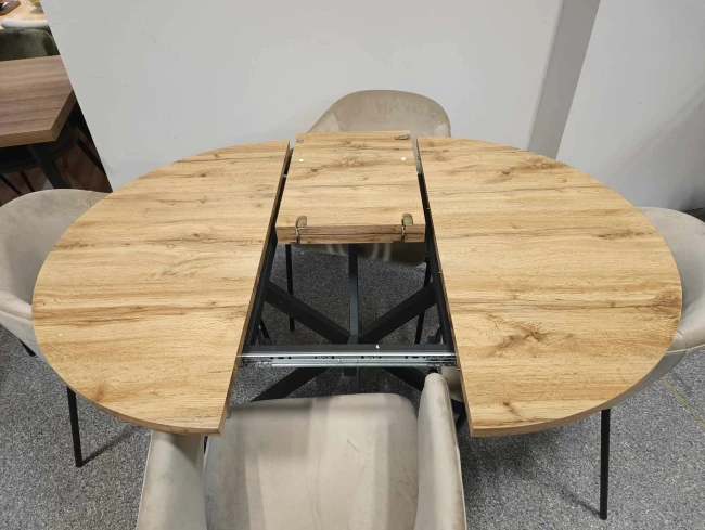 STÓŁ OKRĄGŁY ROZKŁADANY GASTON DĄB ARTISAN/CZARNY 100(135)X100