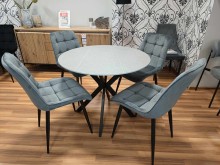 OKRĄGŁY STÓŁ TALIA SZARY (EFEKT MARMURU)/CZARNY FI90 + KRZESŁA CHIC VELVET SIGNAL