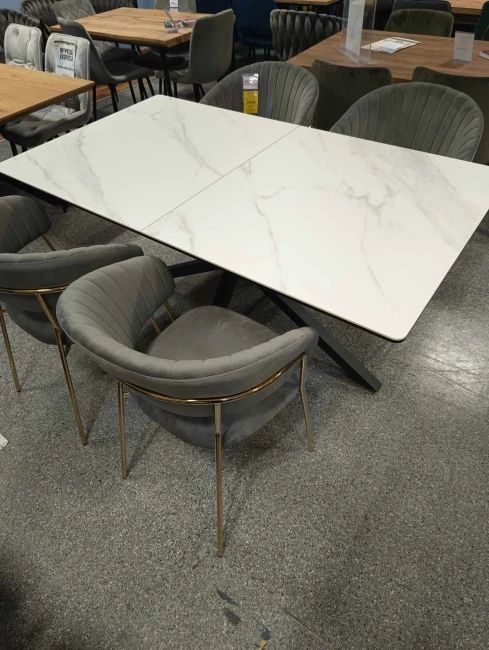 STÓŁ ROZKŁADANY LOGAN CERAMIC BIAŁY/CZARNY MAT 160(200)X90