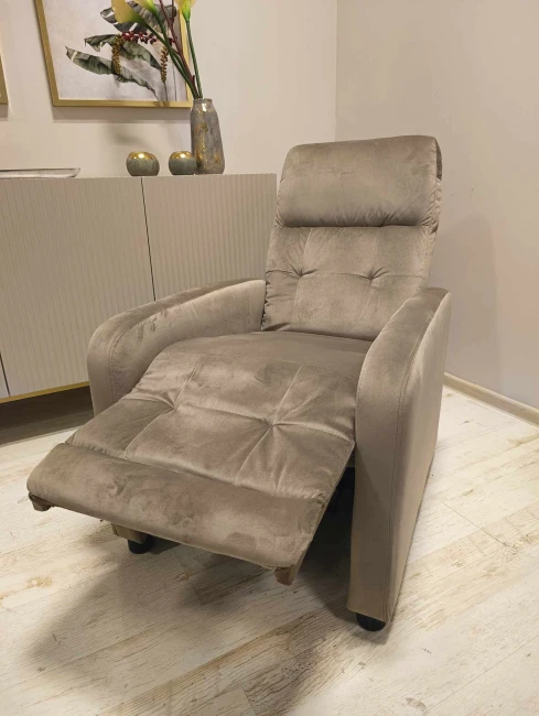 FOTEL ROZKŁADANY OTUS VELVET CIEMNY BEŻ BLUVEL 40