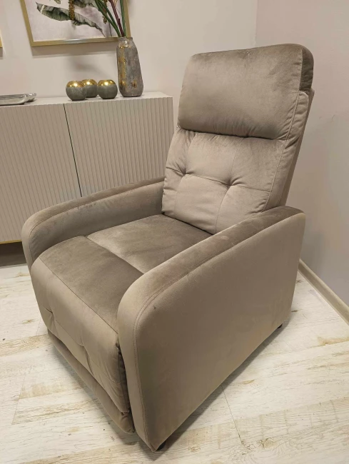 FOTEL ROZKŁADANY OTUS VELVET CIEMNY BEŻ BLUVEL 40