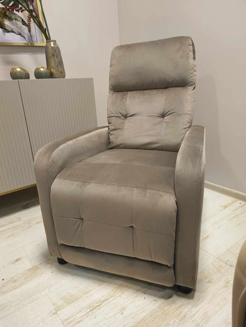 FOTEL ROZKŁADANY OTUS VELVET CIEMNY BEŻ BLUVEL 40
