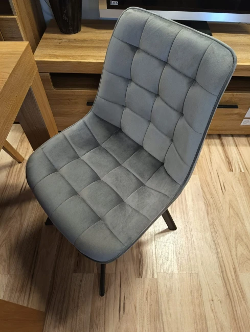 Krzesło tapicerowane pikowane velvet J265 szare (popielate) Furnitex