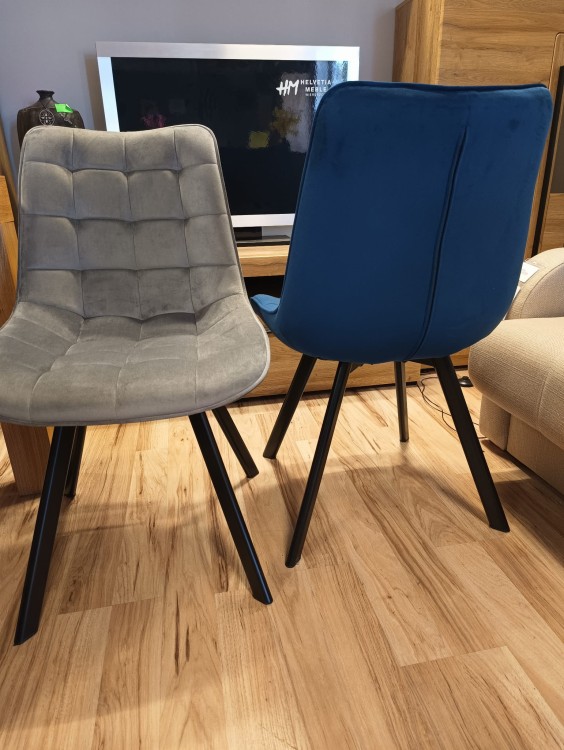 Krzesło tapicerowane velvet J265 szare (popielate) granatowe niebieski
