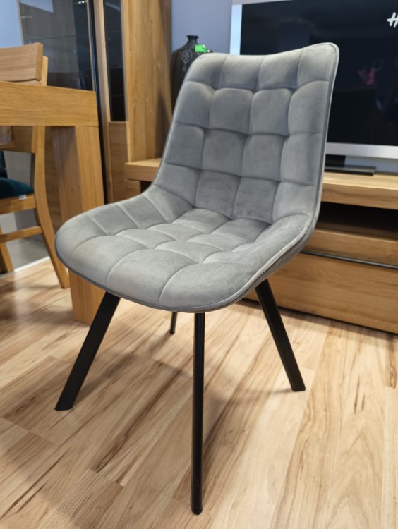 Nowoczesne rzesło tapicerowane do jadalni velvet J265 szare (popielate)