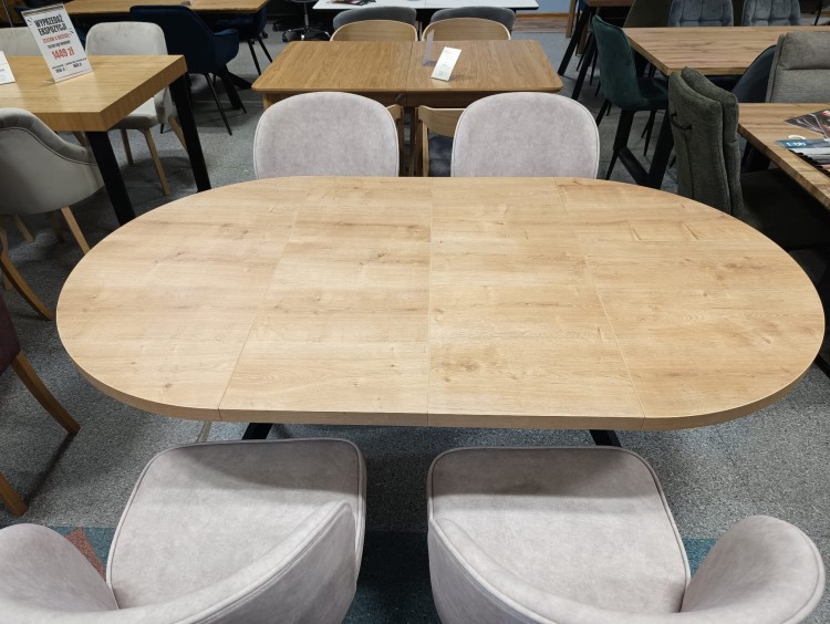 Okrągły stół EDDER rozkładany duży wybór kolorów / czarny stelaż