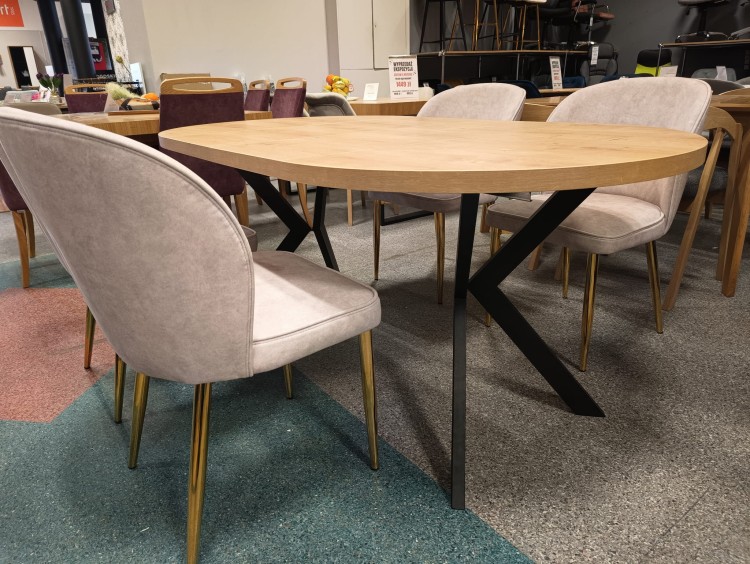 Okrągły stół EDDER rozkładany duży wybór kolorów / czarny stelaż