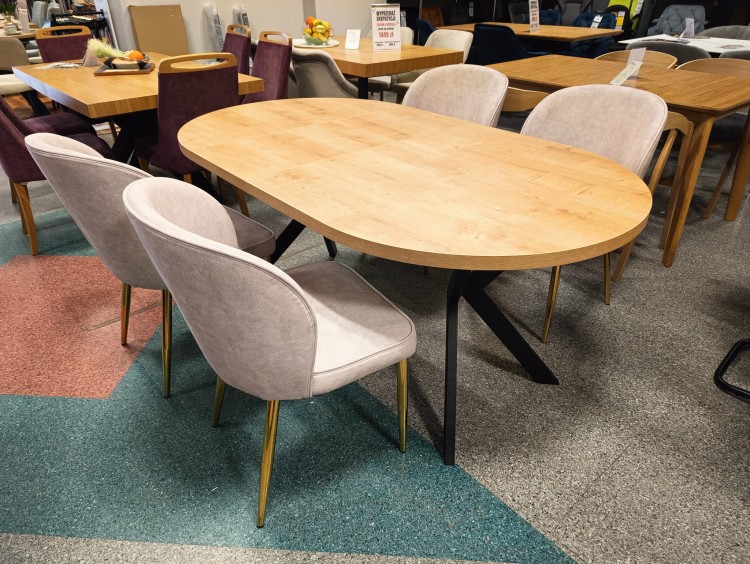 Okrągły stół EDDER rozkładany duży wybór kolorów / czarny stelaż