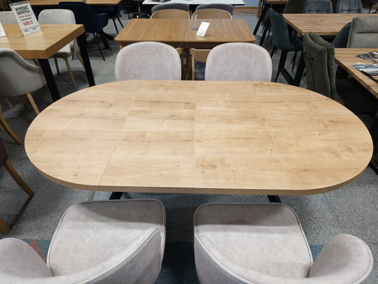 Okrągły stół EDDER rozkładany duży wybór kolorów / czarny stelaż