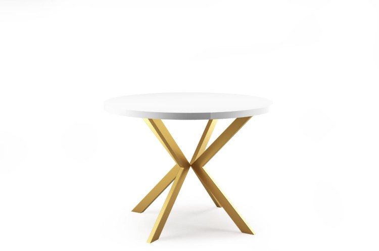 Okrągły stół EDDER rozkładany duży wybór kolorów / złoty stelaż