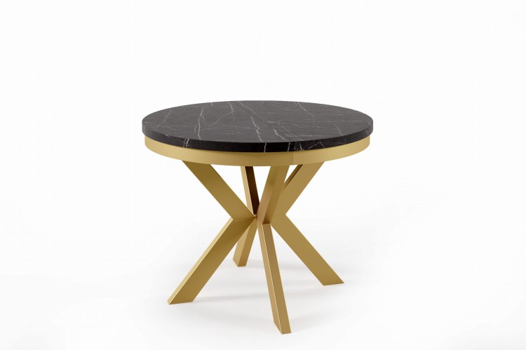 Okrągły stół EDDER rozkładany z obręczą duży wybór kolorów / złoty stelaż