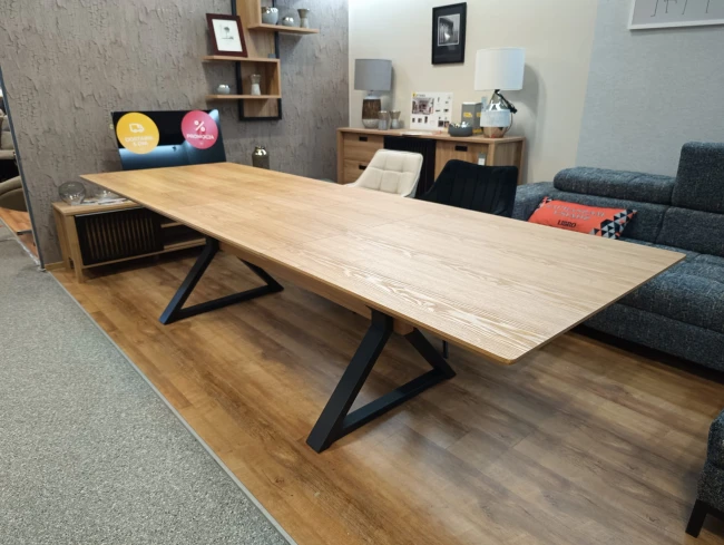 HENRY stół rozkładany, blat - naturalny, nogi - czarny