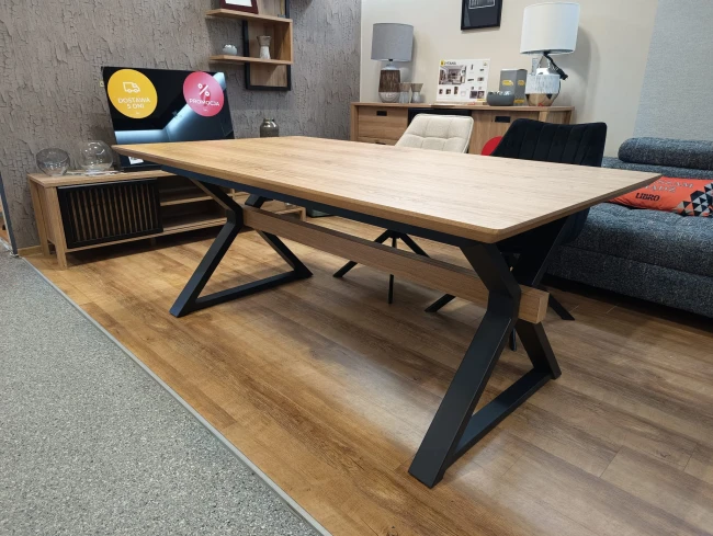 HENRY stół rozkładany, blat - naturalny, nogi - czarny