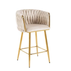 Hoker pleciony H7-FX Rose Gold velvet beżowy (Riviera 06)/ złoty stelaż   