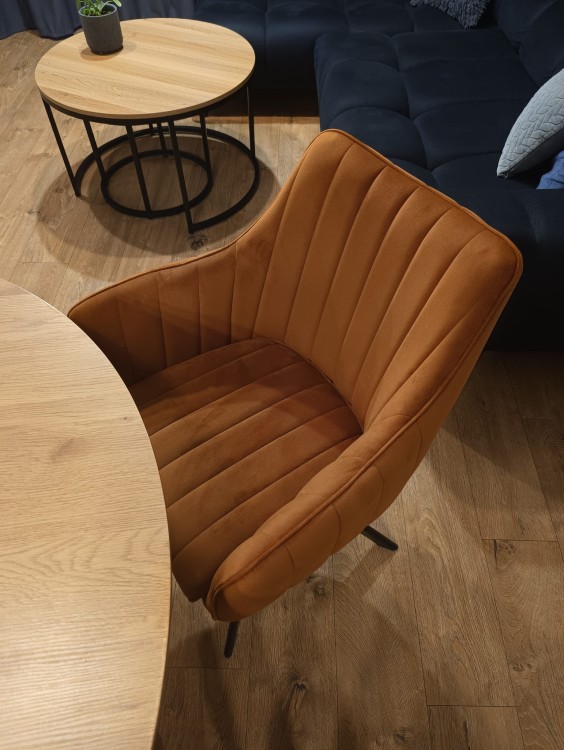 KRZESŁO OBROTOWE AZALIA VELVET CZARNY STELAŻ/CYNAMON BLUVEL 4215