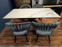 STÓŁ WESTIN III CERAMIC BIAŁY MARMUR/CZARNY MAT Statuario Venato (160-240)X90