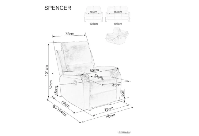 SOFA Z FUNKCJĄ RELAKS SPENCER 3 VELVET SZARY BLUVEL 14
