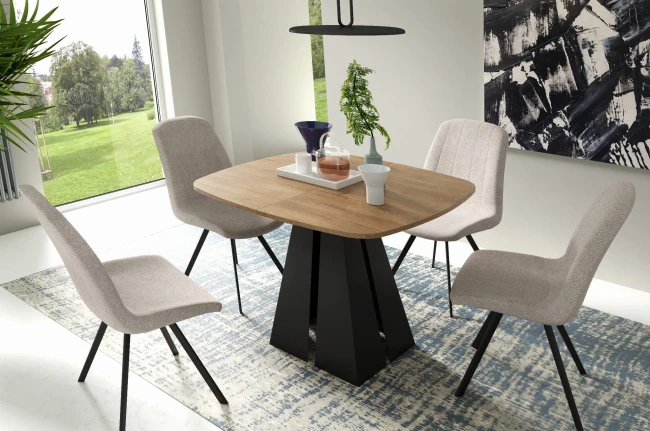 Owalny kwadratowy stół VIGO rozkładany duży wybór kolorów / czarny stelaż