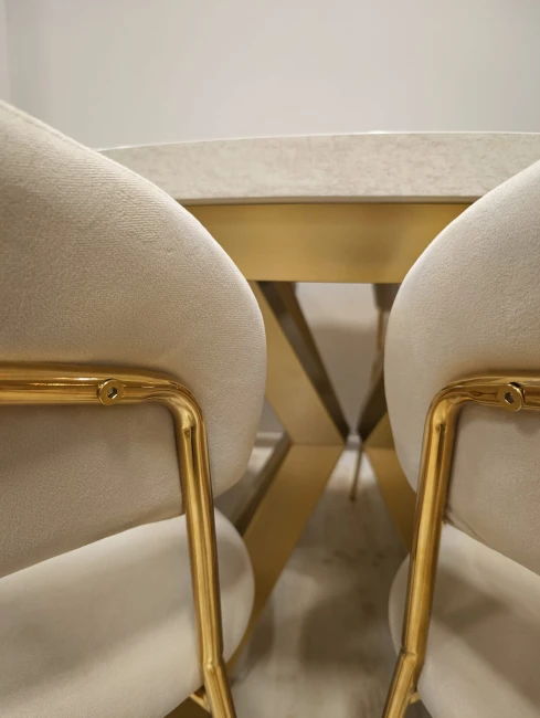 Okrągły stół NARVIC rozkładany duży wybór kolorów / złoty stelaż