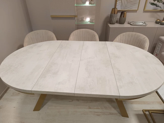 Okrągły stół NARVIC rozkładany duży wybór kolorów / złoty stelaż