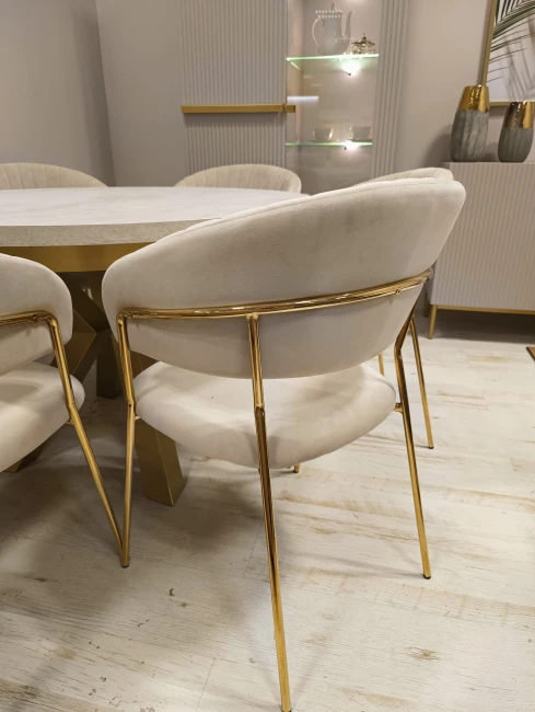 Okrągły stół NARVIC rozkładany duży wybór kolorów / złoty stelaż