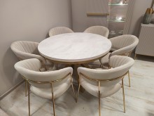 Okrągły stół NARVIC rozkładany duży wybór kolorów / złoty stelaż