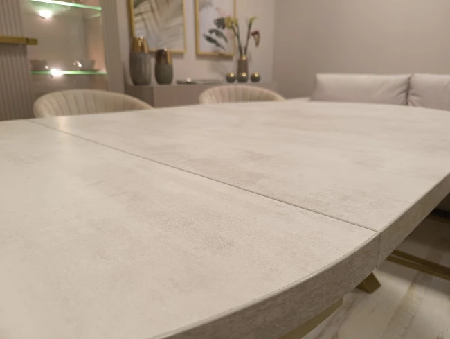 Okrągły stół NARVIC rozkładany duży wybór kolorów / złoty stelaż