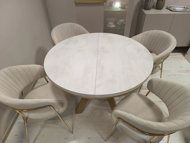 Okrągły stół NARVIC rozkładany duży wybór kolorów / złoty stelaż