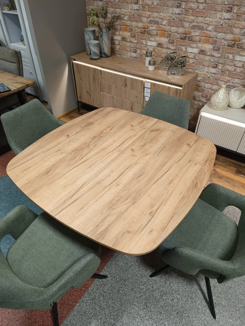 Owalny kwadratowy stół VIGO rozkładany duży wybór kolorów / czarny stelaż