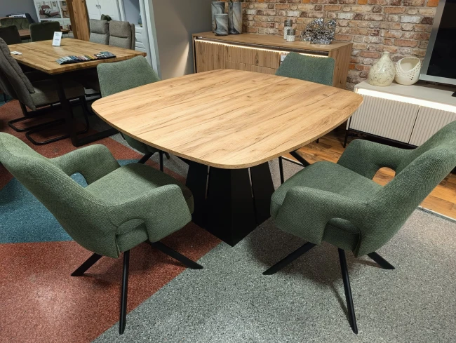 Owalny kwadratowy stół VIGO rozkładany duży wybór kolorów / czarny stelaż