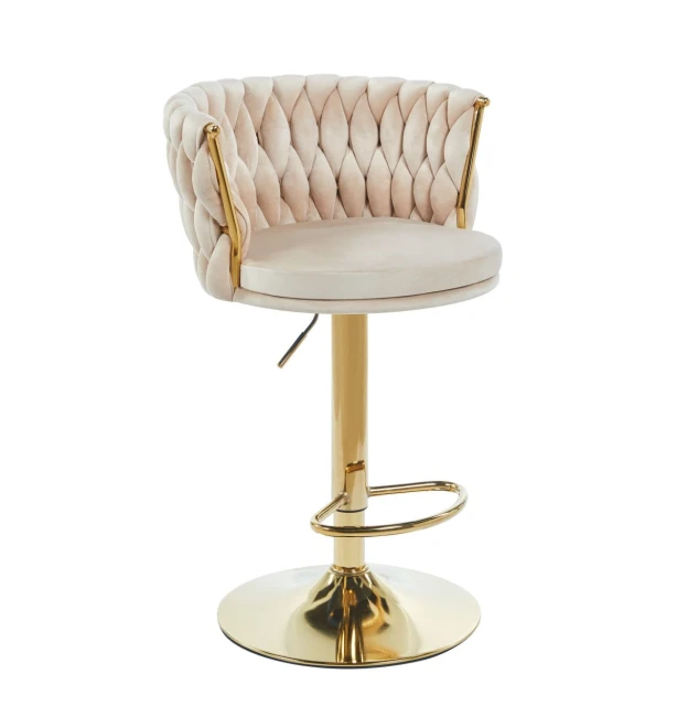 Hoker pleciony H4-FX z regulowaną wysokością Rose Gold velvet beżowy / złoty stelaż