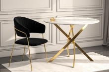 Stół okrągły GLAMOUR biały marmur/złoty