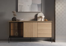 Komoda VISSO 167 cm VI-05 z oświetleniem dąb linearny