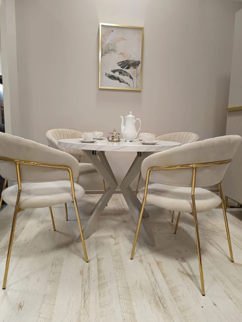 Okrągły stół EDDER rozkładany duży wybór kolorów / stelaż kaszmirowy