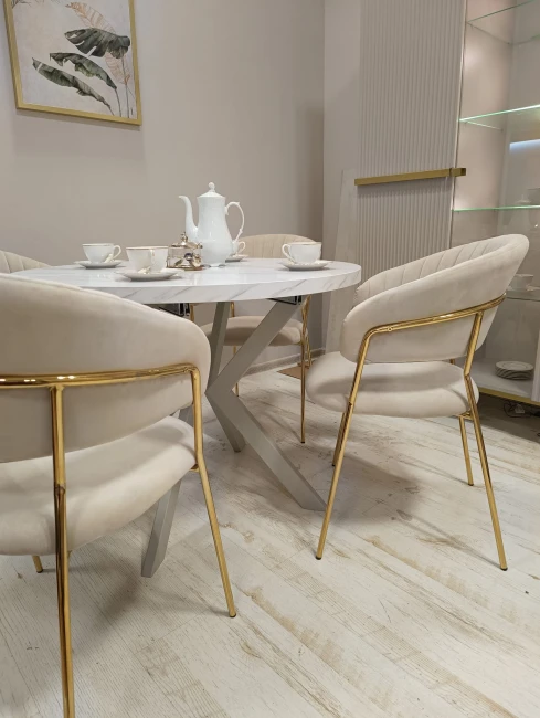 Okrągły stół EDDER rozkładany duży wybór kolorów / stelaż kaszmirowy