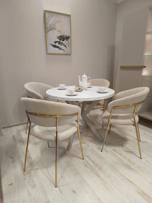 Okrągły stół EDDER rozkładany duży wybór kolorów / stelaż kaszmirowy