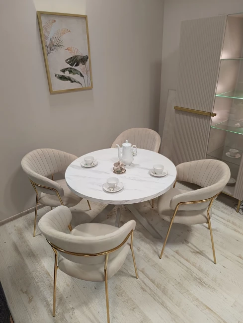 Okrągły stół EDDER rozkładany duży wybór kolorów / stelaż kaszmirowy