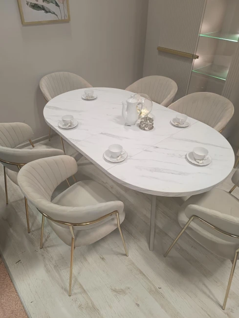 Okrągły stół EDDER rozkładany duży wybór kolorów / stelaż kaszmirowy