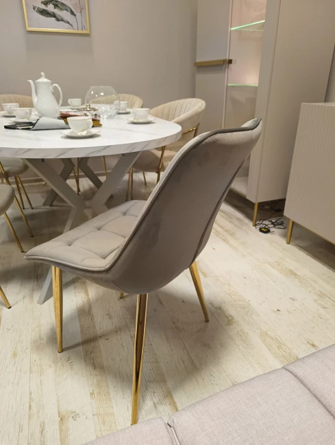 J262 szare złote nogi krzesło tapicerowane velvet